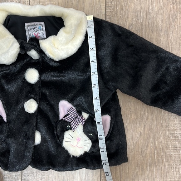 Fuzzy Wear Kitty Jacket Long Sleeve Button Up Black Size 12 - 18 M - Picture 4 of 10